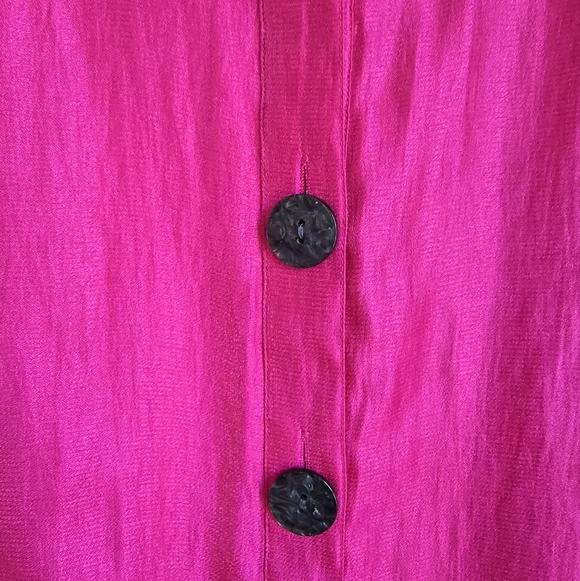 Ali Miles, Pink Woven Shimmer Stand Collar Button Front Pocket Tunic SZ Large - Picture 4 of 13